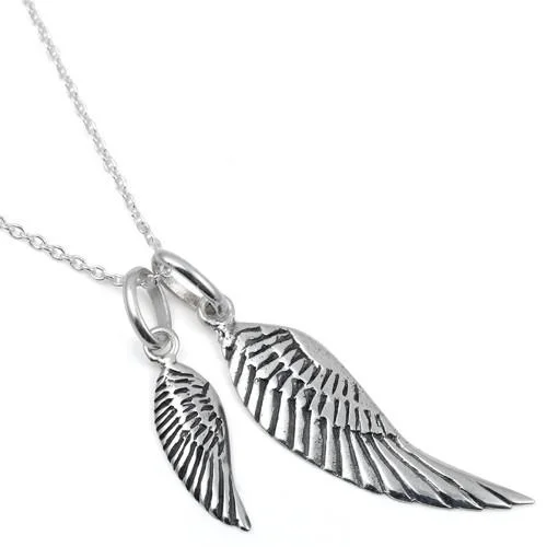 sophisticated necklaces for women-Sterling Silver Wings 16" Necklace