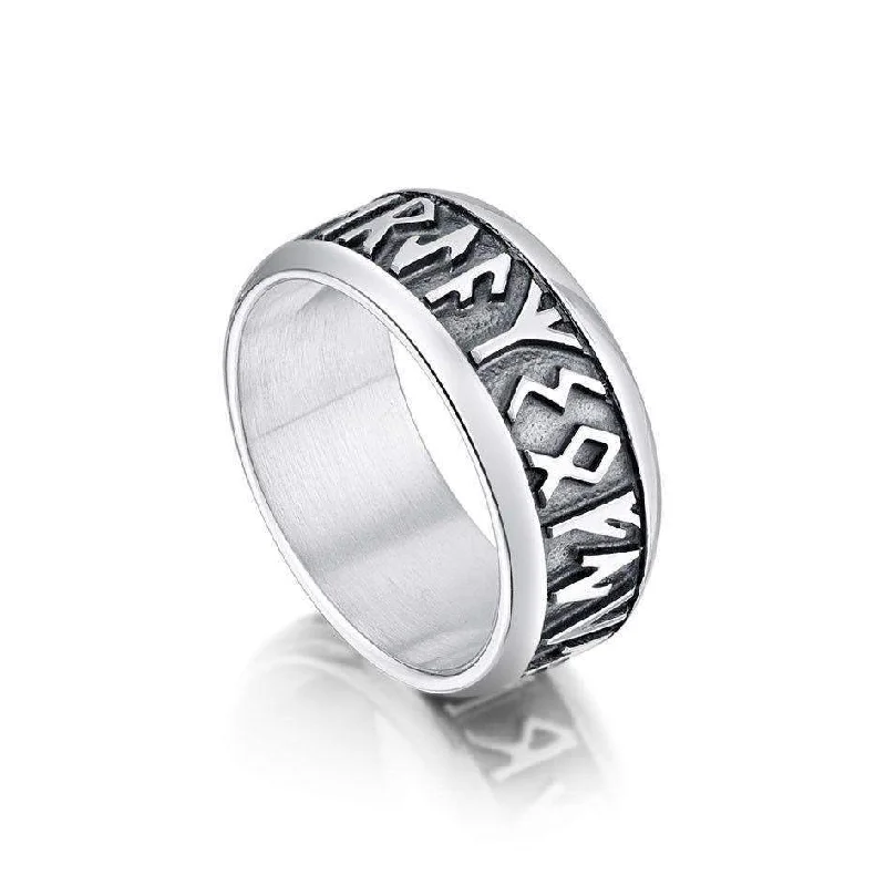 bridal jewelry rings for women-Runic Ring Silver, Gold, Platinum, Palladium - Sizes Q-W1/2 - RX34