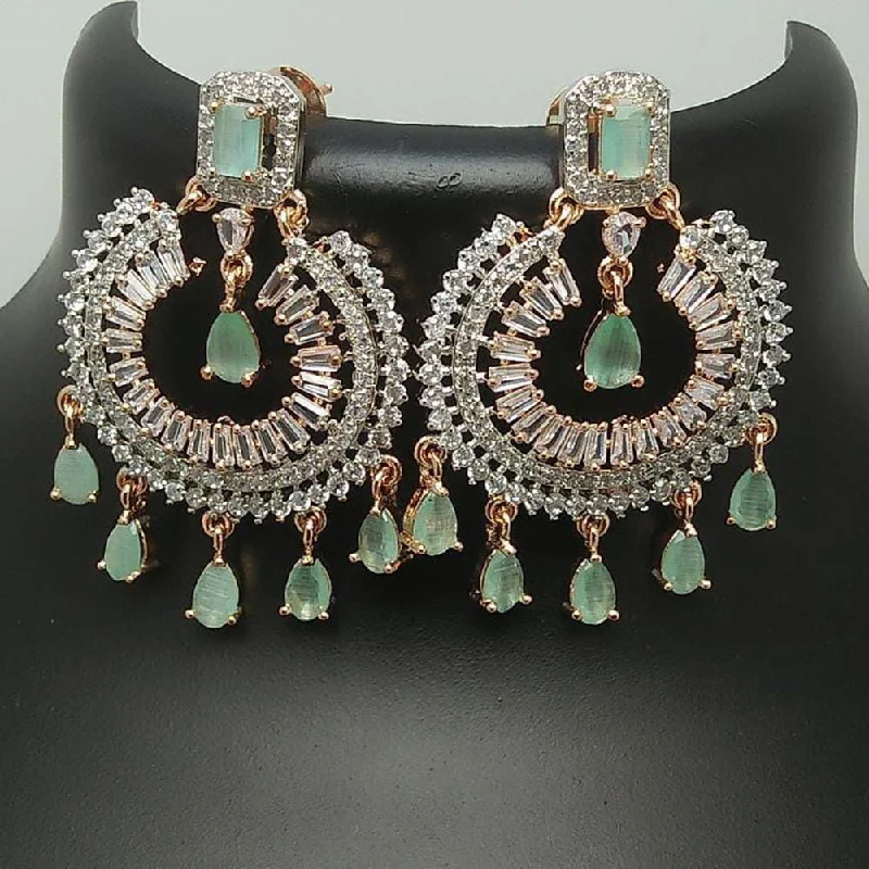 hoop earrings for women-Pooja Bangles 2 Tone Plated Crystal Stone Dangler Earrings