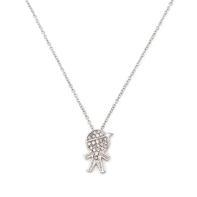 classic necklaces for women-Stainless St Pave Boy Necklace