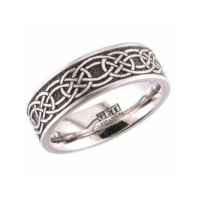 gemstone rings for women-Titanium Celtic Knotwork Ring - 2226CLK1