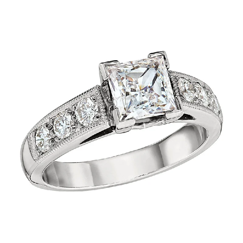 custom engagement rings for women-Vintage Style Princess Cut Engagement Rings