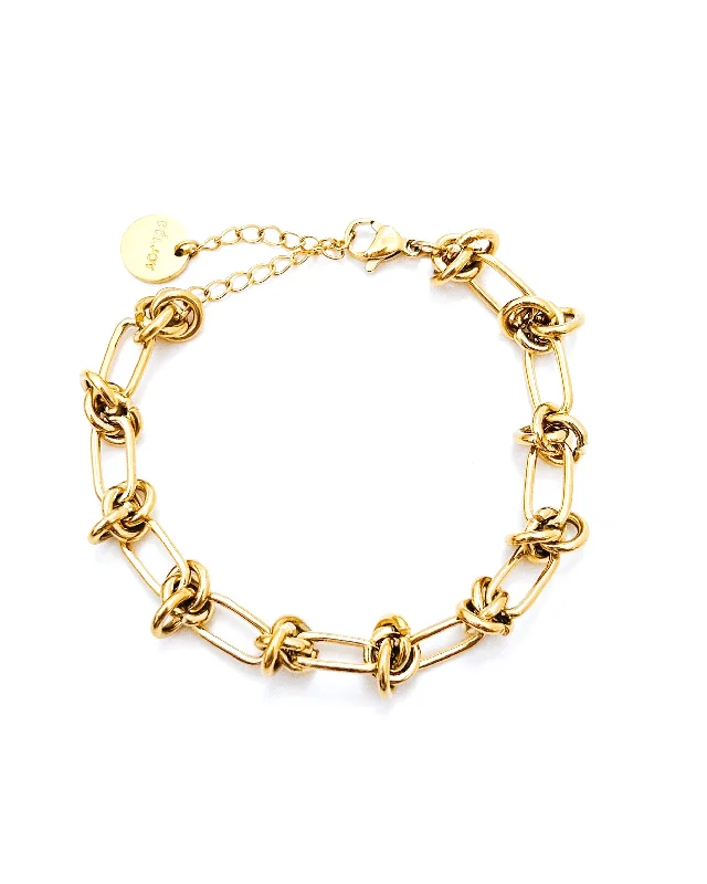 custom engraved bangles for women-Buster Gold Chain Knot Bracelet