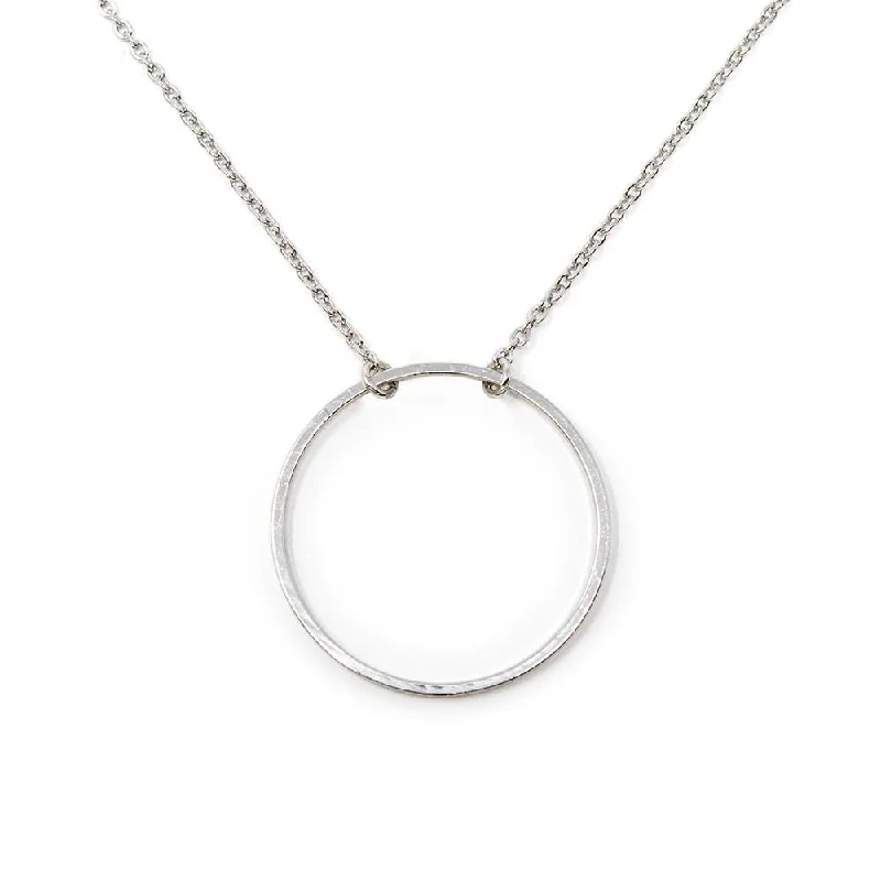 fancy necklaces for women-18 Inch Open Circle Necklace Rhodium Plated