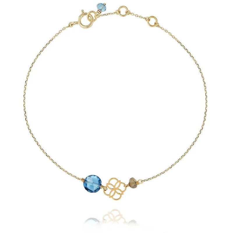 dainty bangles for women-Daisy Pastille Gold Bracelet Blue Topaz - 18k Gold