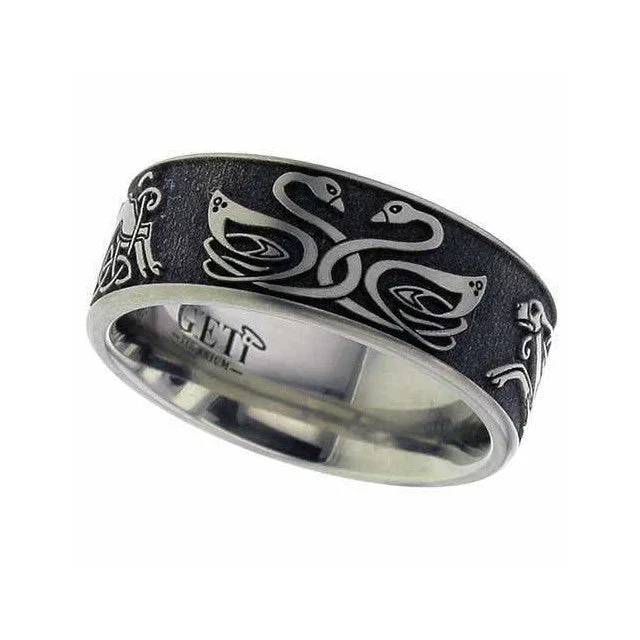 custom silver rings for women-Swan Titanium Ring - 2226CDS