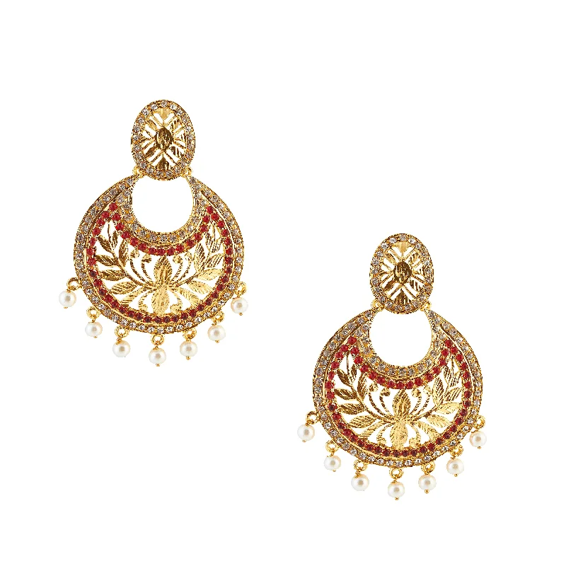 hoop earrings for women-Amina Creation Gold Plated Dangler Earrings