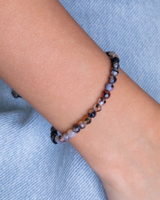 dainty bangles for women-Colored Grey Agate Stone Bracelet