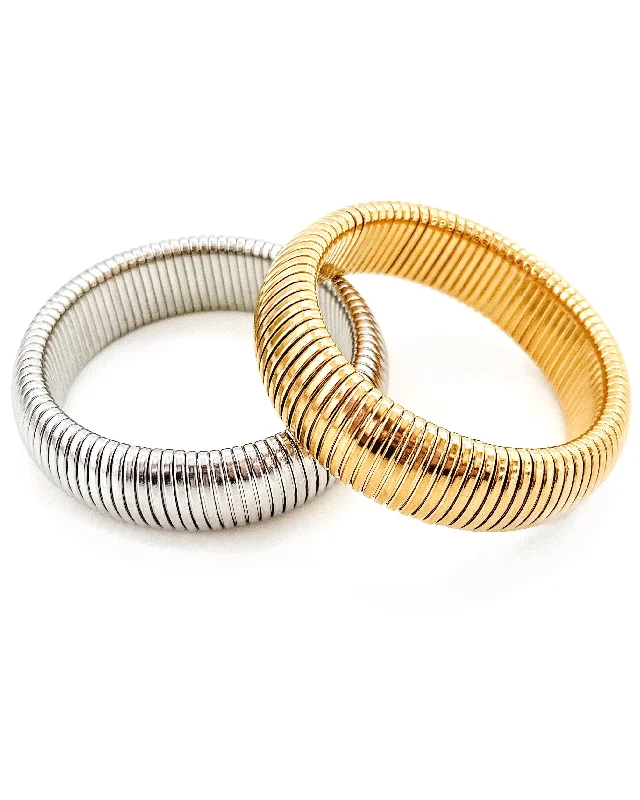 classic bangles for women-Baia Thick Coil Bangle Bracelet || Choose Color