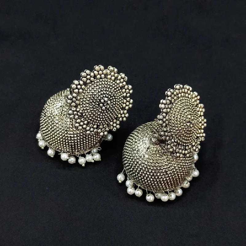 art deco earrings for women-Manisha Jewellery Oxidised Plated Jhumki Earrings