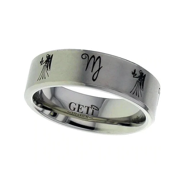 beautiful stackable rings for women-Astrological Titanium  Ring - 2226CHVIRGO