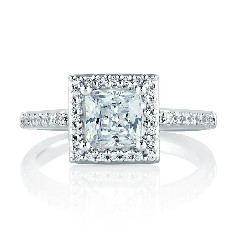 solitaire engagement rings for women-A.Jaffe Engagement Rings Classic Square Halo Ring MES167/28