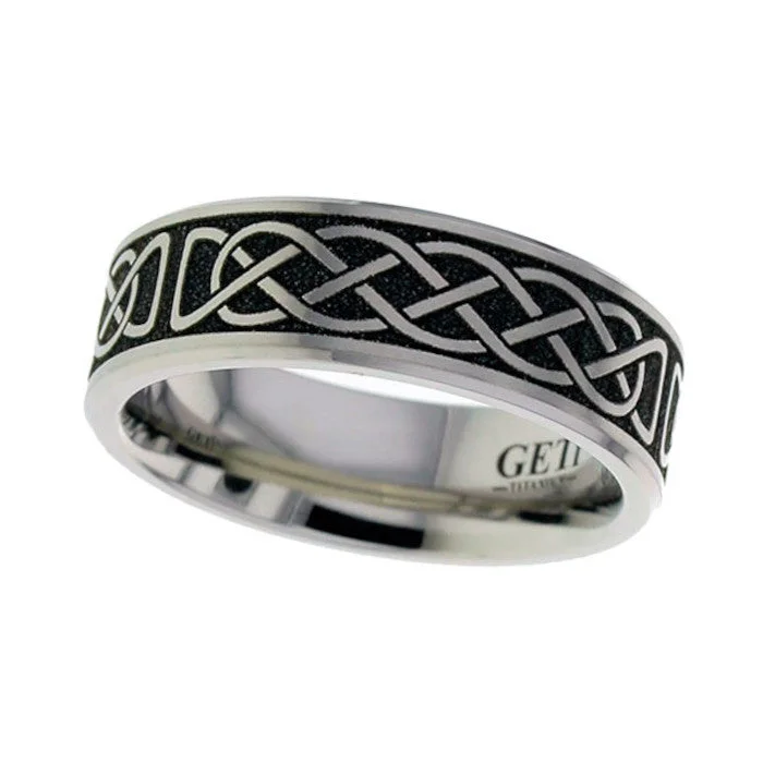 stackable rings for women-Celtic Titanium Ring - 2226CH-CW1