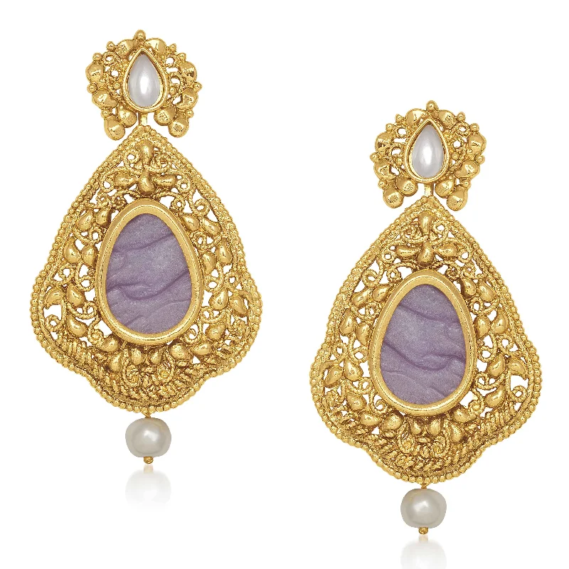 chandelier earrings for women-Amina Creation Gold Plated Dangler Earrings