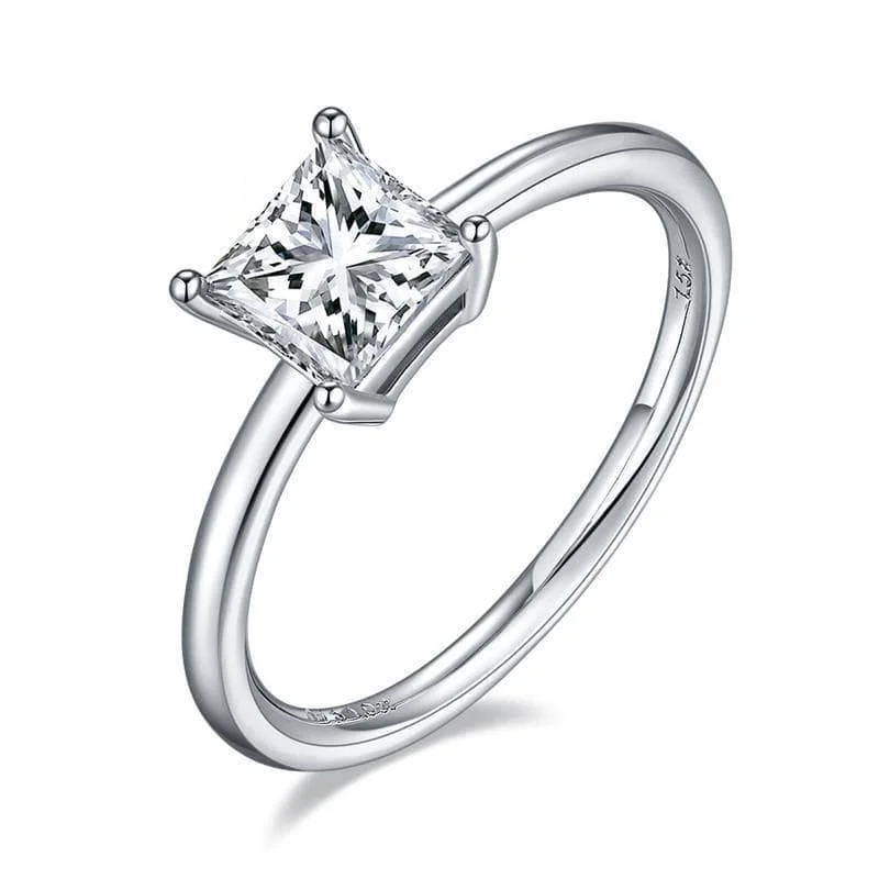 vintage-style engagement rings for women-1.0Ct 5.5mm Square Solitaire Brilliant Diamond Engagement Ring