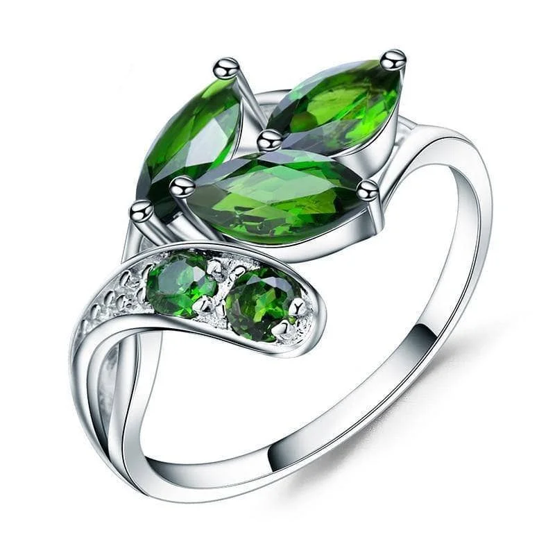 glamorous engagement rings for women-2.15ct Natural Chrome Diopside Gemstone Ring