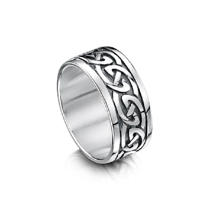 custom rings for women-Celtic Knot Ring - Silver, Gold or Platinum - RX23 - Size R-Z