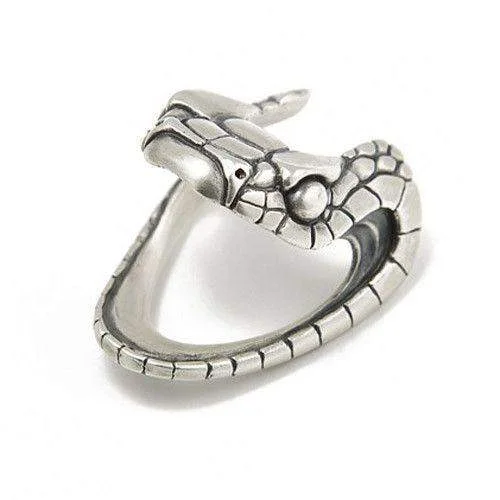 dainty rings for women-Serpent Mens Silver Designer Ring