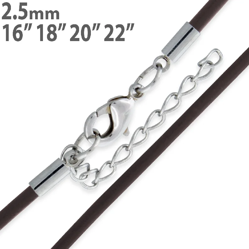 diamond necklaces for women-2.5mm Brown Leather Cord w/ Adjustable Clasp