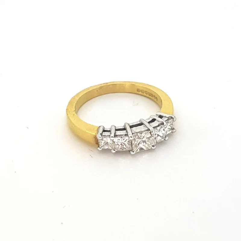 rose gold rings for women-18ct Yellow and White Gold and Diamond Ring - 10D0041