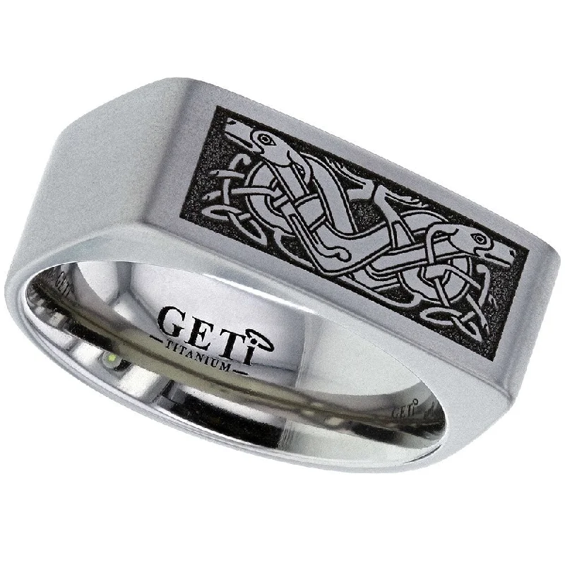 fashion rings for women-Celtic Titanium Zoomorphic Ring - T158-CD4