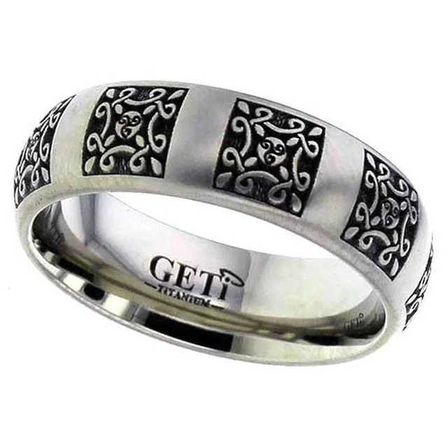 romantic rings for women-Titanium Celtic Knotwork Ring - 2204-CD20