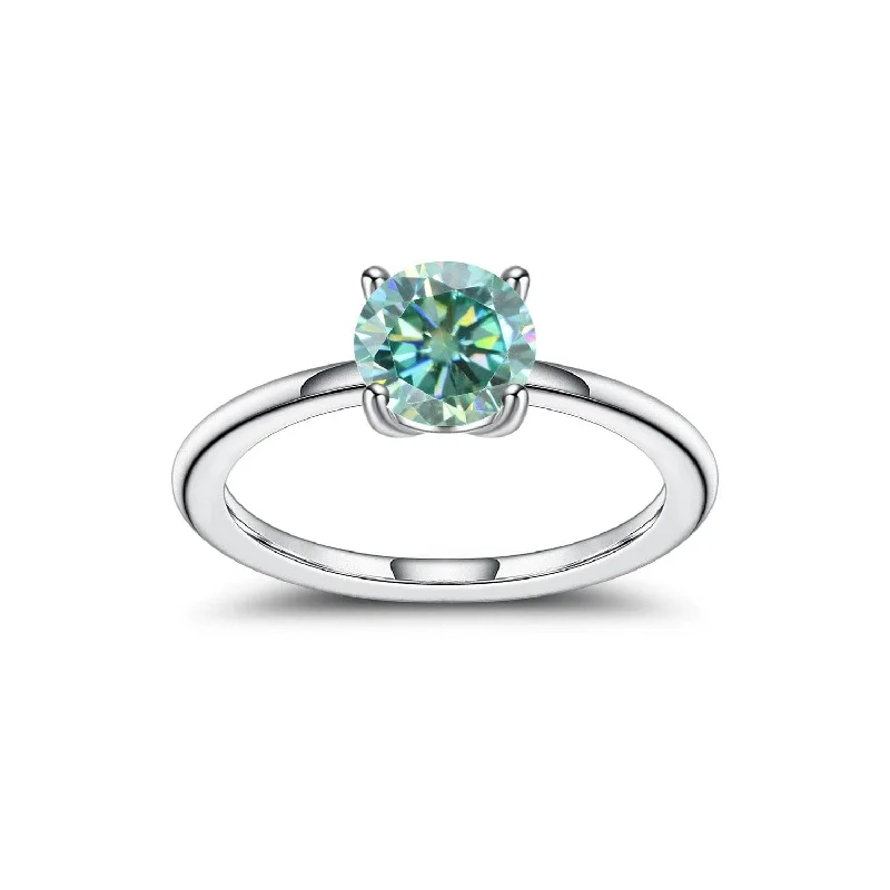 beautiful gemstone engagement rings for women-0.5ct Round Cut Green Diamond Ring