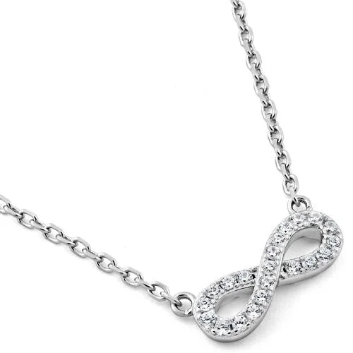 fashion necklaces for women-Sterling Silver Infinity CZ Necklace