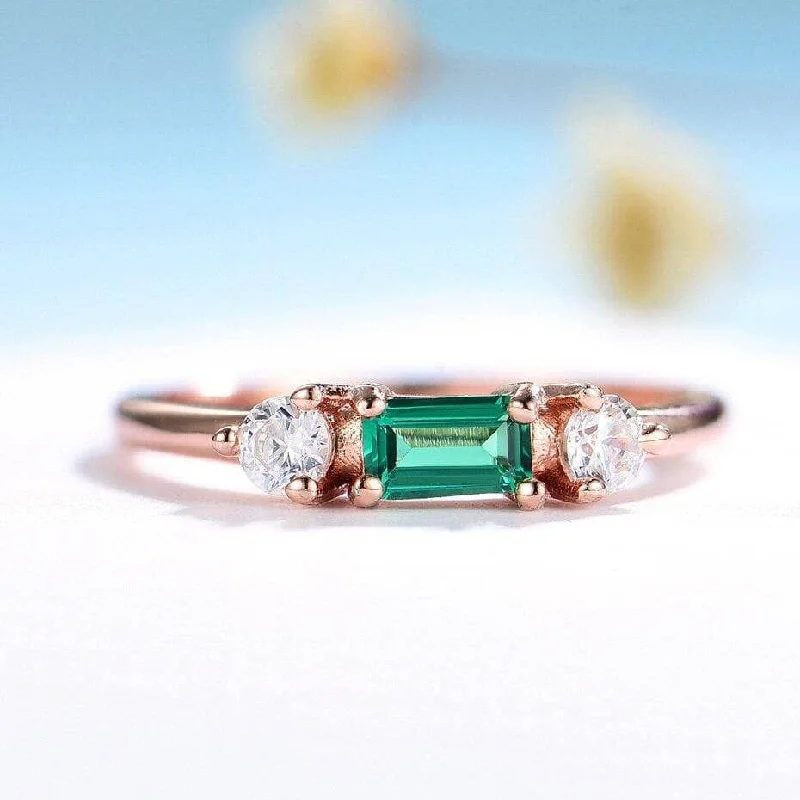 elegant engagement rings with gemstones for women-Emerald Gemstone Engagement Ring