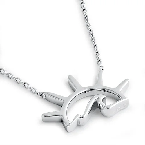 custom jewelry necklaces for women-Sterling Silver Sun Wave Necklace