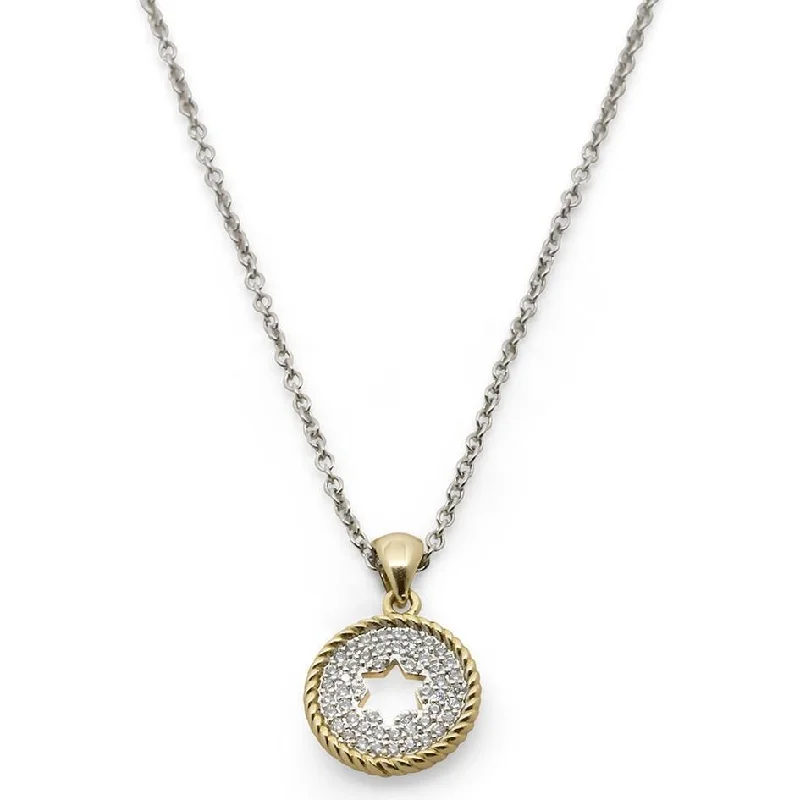 affordable gold necklaces for women-Gold Plated Necklace Circle Cubic Zirconia Pave Star Pendant