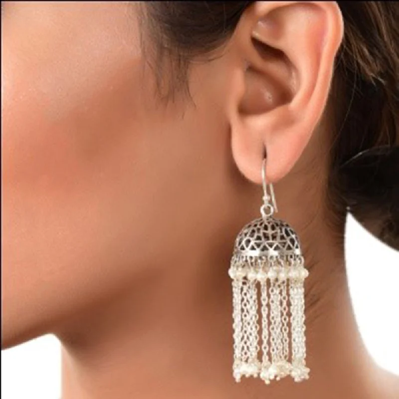 custom earrings for women-Silver Mountain 925 Sterling Silver Jhumki Earrings