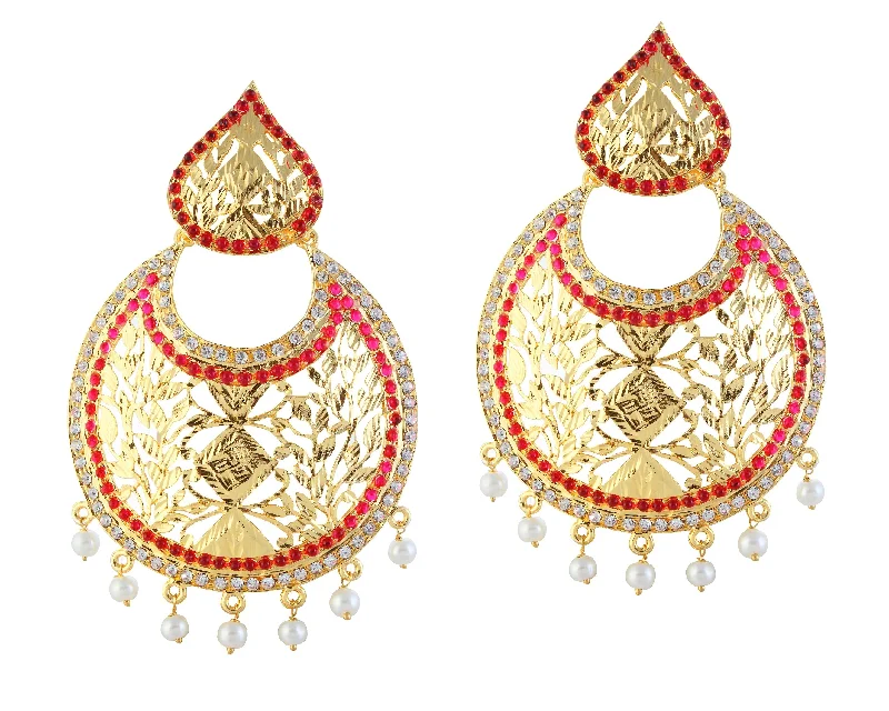 oversized earrings for women-Amina Creation Gold Plated Dangler Earrings