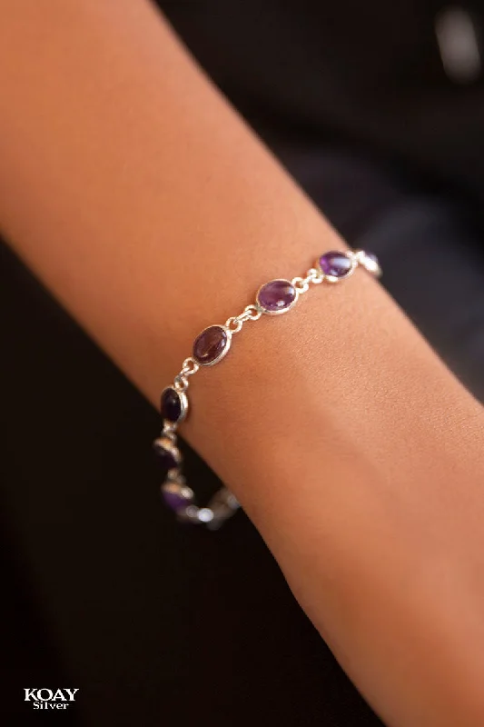 silver bracelets for women-Purple Stones Bracelet