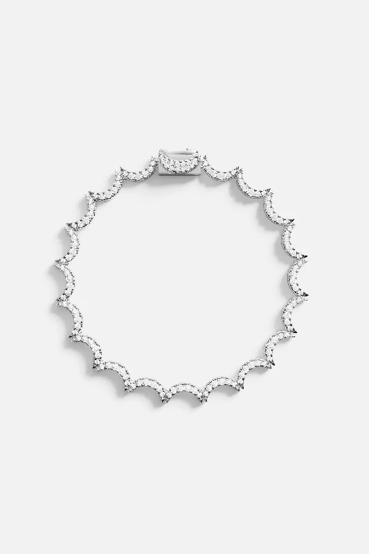 bangles with gemstones for women-Wavy Silver Bracelet