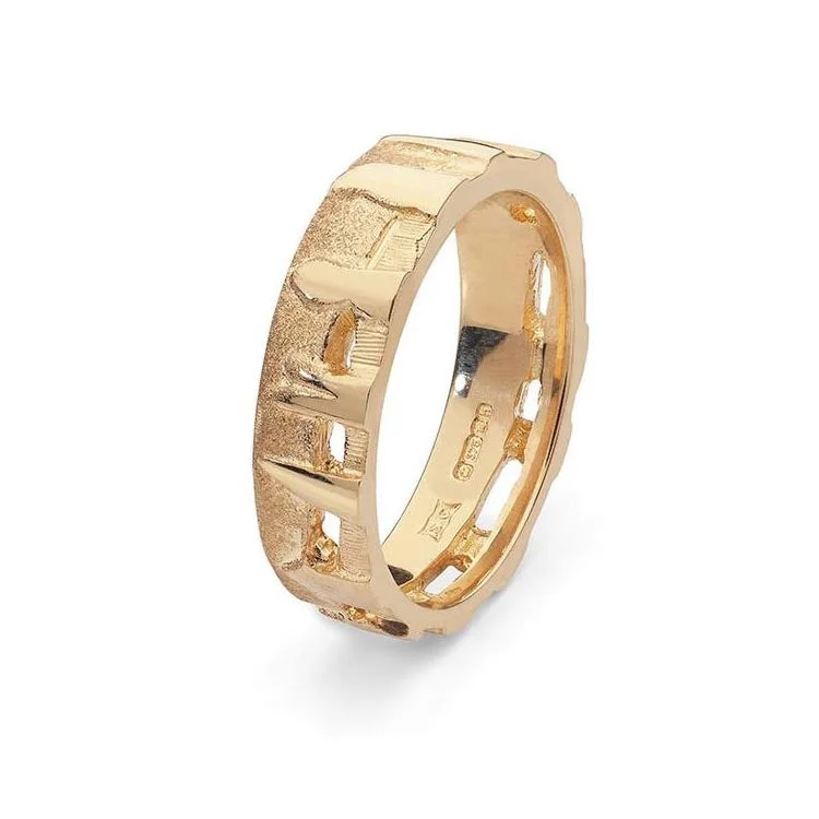 chunky rings for women-Ring of Brodgar 9ct Yellow Gold Ring - 26041-1