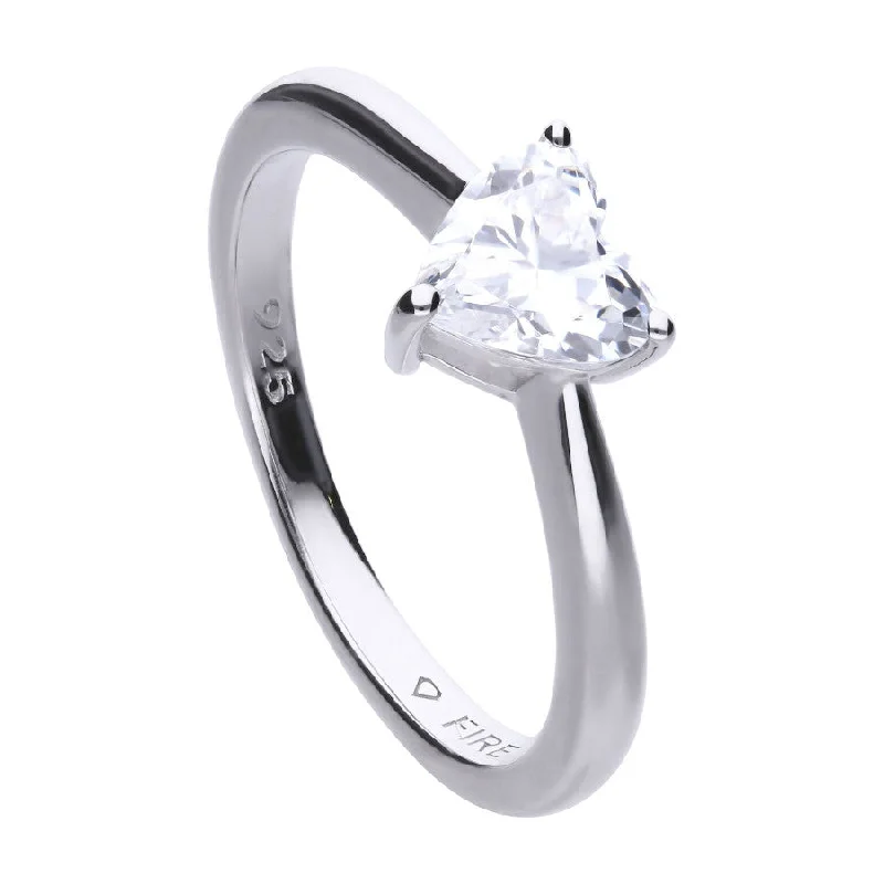 high-quality rings for women-Heart Single Stone Ring - R3664