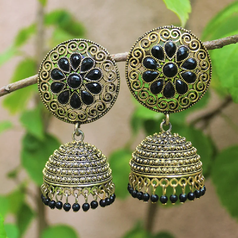 trendy earrings for women-H K Fashion Gold Plated Jhumki Earrings