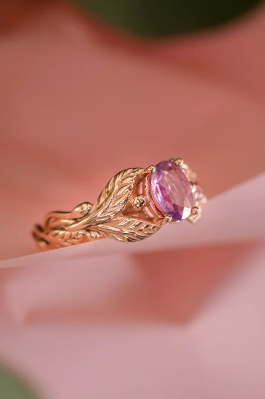 personalized engagement rings for women-Pink sapphire engagement ring / Cornus