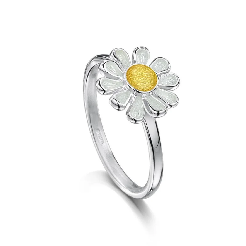 elegant promise rings for women-Sterling Silver Daisies at Dawn Ring - ER234