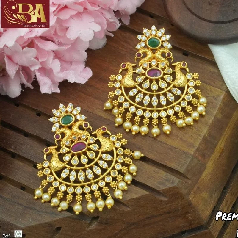 simple hoop earrings for women-Bhargav Arts Gold Plated Pota Stone Dangler Earrings