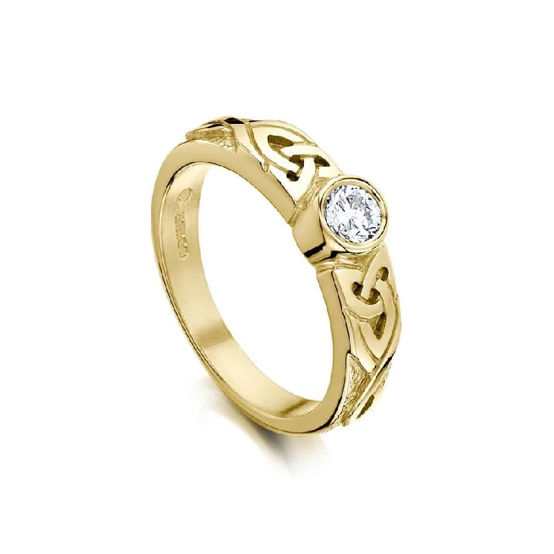 elegant rings for women-Celtic Engagement Ring (Gold, White Gold, Platinum or Palladium) - DR80 (Sizes J-P1/2)