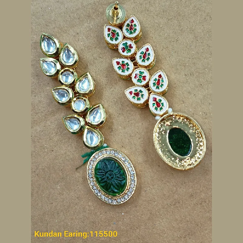 dangle earrings for women-Padmawati Bangles Gold Plated Kundan Stone Dangler Earrings