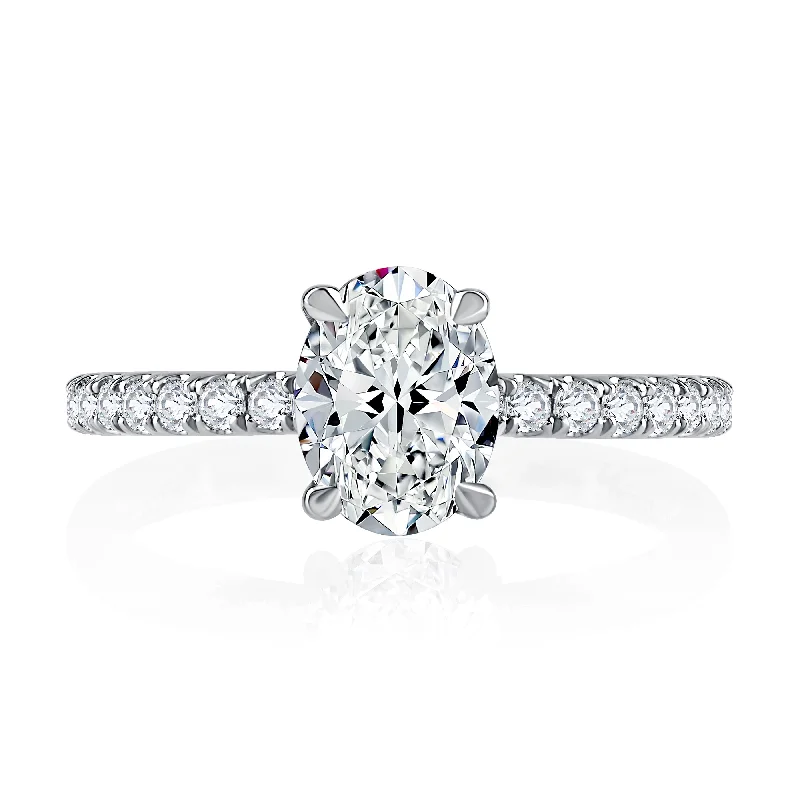 romantic engagement rings for women-A.Jaffe Engagement Rings Diamond Pavé Engagement Ring with Quilted Interior ME2021Q/193B