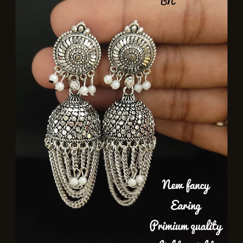 elegant gemstone earrings for women-Lucentarts Jewellery Silver Plated Jhumki Earrings