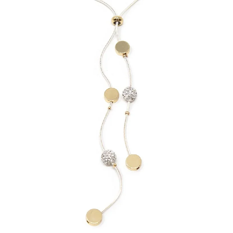 elegant diamond necklaces for women-White Crystal Ball Slider Necklace Gold Tone