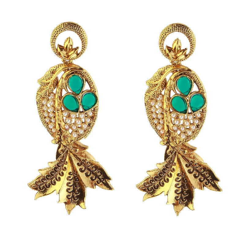 gemstone drop earrings for women-Amina Creation Gold Plated Dangler Earrings