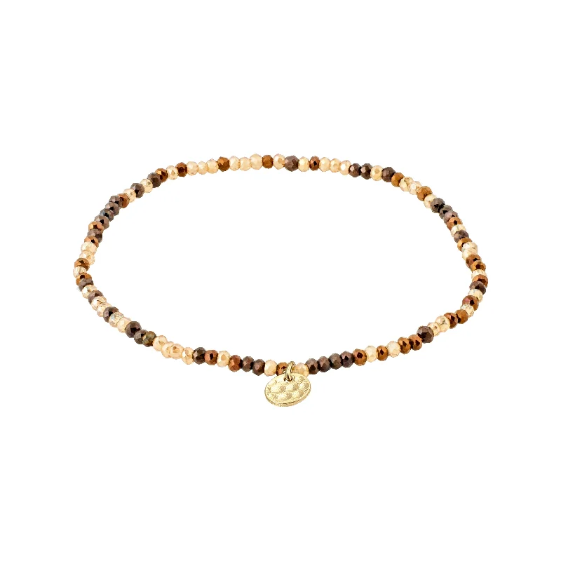 stackable bracelets for weddings-INDIE bracelet brown, gold-plated