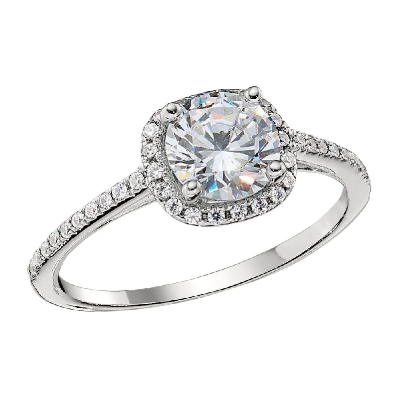 stackable engagement rings for women-Classic Petite Halo Engagement Rings