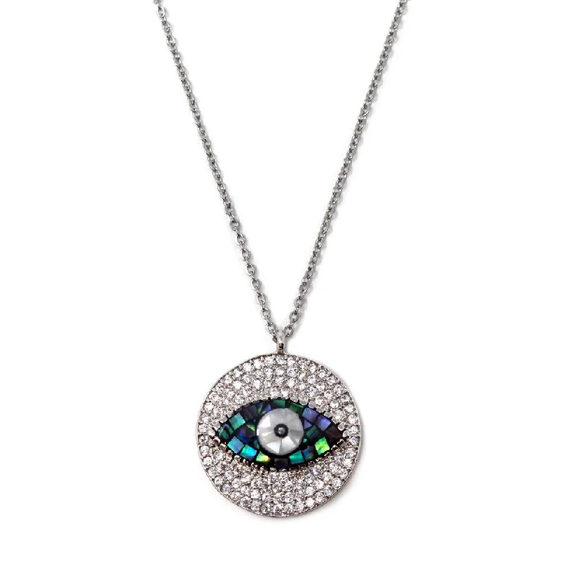 crystal necklaces for women-Stainless St Pave Evil Eye Necklace